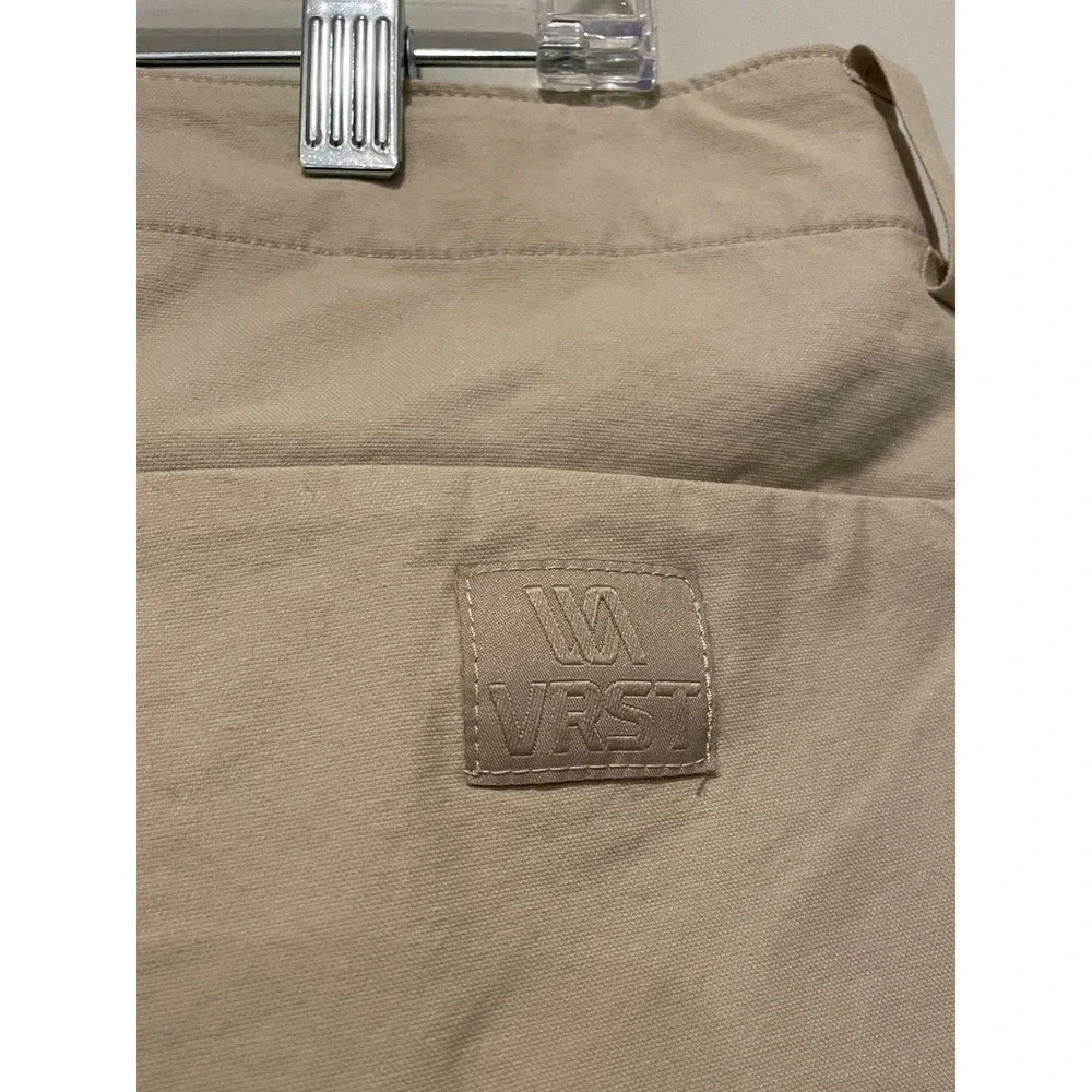 VRST Mens Athletic Taper Pants Tan Khaki Pleated Chino Trousers 36x30 Workwear